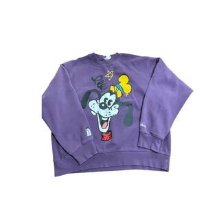 Disney Goofy Graphic Sweatshirt Purple Crew Neck Pullover Mens Large L